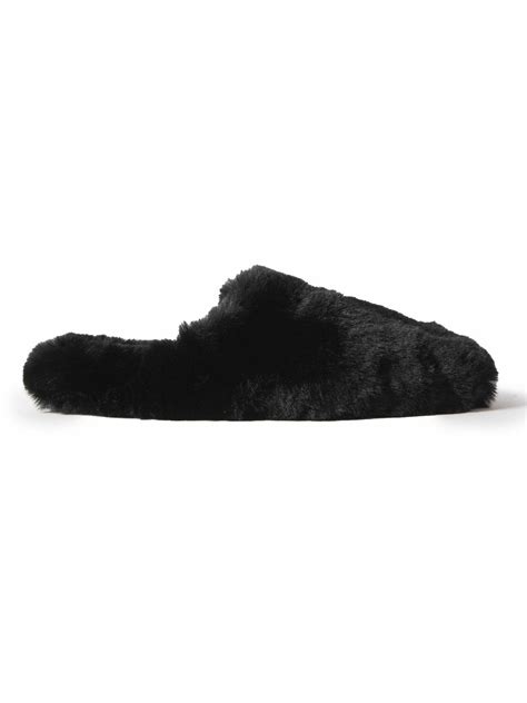 Black Shearling Mules 